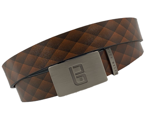 Saddleback golf belt from Buca Belts, offering a vibrant and unique design. A perfect gift for golfers or those looking to add a stylish touch to their gear. Features a convenient ratchet buckle for easy adjustment.