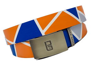 Mosaic golf belt from Buca Belts, offering a vibrant and unique design. A perfect gift for golfers or those looking to add a stylish touch to their gear. Perfect for those University of Florida Gators belt fans. Features a convenient ratchet buckle for easy adjustment.  
